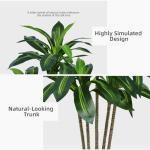 Artificial Dracaena Plant Indoor 5FT - Fake Tree with White Tall Planter - Faux Yucca Tall Fake Floor Plant in Pot - Artificial Trees for Home Office Living Room Decor Indoor