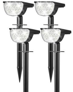 GKGG Solar Lights Outdoor Waterproof IP65, 76 LED 3 Lighting Modes Solar Spot Lights Outdoor Yard Garden Landscape Pathway (Cool White, 4 Pack)