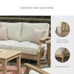 Signature Design by Ashley Clare View Coastal Outdoor Loveseat, Cushioned with Nuvella Fabric, Protective Finish, Eucalyptus Wood, 55.5" W x 35" D x 32" H, Beige