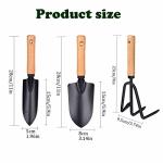 3 Pieces Garden Tools Set-Garden Rake Trowel, Gardening Tools with Wood Handle,Iron Crafts Gardening Work Kit with Solid Wood Ergonomic Handle Tools Succulent Gift Set Outdoor Gardening Tools(Black)