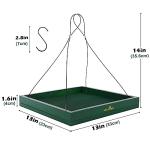 MIXXIDEA Bird Feeder Hanging Tray, Bird Feeders for Outdoors, Wooden Seed Tray Platform Mesh Seed Platform for Garden Yard Outside Decoration Attracting for Wild Birds (Green-1pk)