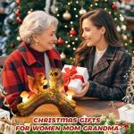 WONDHOME Solar Owl Garden Statues Outdoor Decor Resin Owl Squirrel Figurine with Mushroom Lights for Patio Lawn Yard Decorations Christmas Birthday Housewarming Gardening Gifts for Women Mom