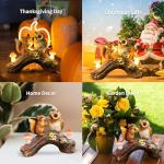 WONDHOME Solar Owl Garden Statues Outdoor Decor Resin Owl Squirrel Figurine with Mushroom Lights for Patio Lawn Yard Decorations Christmas Birthday Housewarming Gardening Gifts for Women Mom