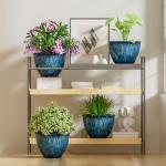 Vanslogreen Plant Pots, Set of 4 Plastic Planters with Drainage Hole, 8 Inch Glaze Plastic Flower Pots for Plants, Nursery Planting Pot, Planter for Indoor Outdoor Home Decorative(Blue)