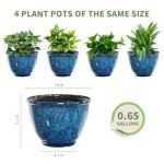 Vanslogreen Plant Pots, Set of 4 Plastic Planters with Drainage Hole, 8 Inch Glaze Plastic Flower Pots for Plants, Nursery Planting Pot, Planter for Indoor Outdoor Home Decorative(Blue)