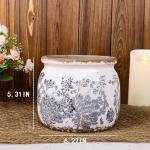 Dosayes Vintage Grey Ceramic Ice Crack Flower Pot with Drainage Holes, Country Rustic Planters for Indoor and Outdoor,Tuscan Decor,Home,Living Room, Garden Decor, Gardening Gift