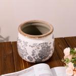 Dosayes Vintage Grey Ceramic Ice Crack Flower Pot with Drainage Holes, Country Rustic Planters for Indoor and Outdoor,Tuscan Decor,Home,Living Room, Garden Decor, Gardening Gift