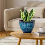 Vanslogreen Plant Pots, Set of 4 Plastic Planters with Drainage Hole, 8 Inch Glaze Plastic Flower Pots for Plants, Nursery Planting Pot, Planter for Indoor Outdoor Home Decorative(Blue)