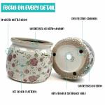 Dosayes Vintage Grey Ceramic Ice Crack Flower Pot with Drainage Holes, Country Rustic Planters for Indoor and Outdoor,Tuscan Decor,Home,Living Room, Garden Decor, Gardening Gift