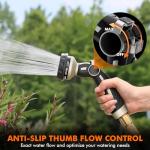RESTMO Hose Nozzle Heavy Duty, Metal Water Hose Sprayer for Garden, 9 Spray Patterns | High Pressure | Thumb Flow Control | On/Off Valve, Ideal for Outdoor Lawn & Plant Watering, Car & Pet Washing