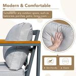 Devoko 4 Pieces Patio Furniture Sets Outdoor Conversation Set Acacia Wood Sofa Set with Coffee Table Thicker Sponge Cushion