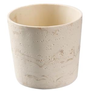 Ekirlin 7 Inch Natural Travertine Textures Plant Pot, Resin Outdoor Planter with Drainage Hole, Removable Rubber Stopper and Non-Slip Soft Pad,Weatherproof Decorative Pot for Indoor/Garden Plants