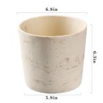 Ekirlin 7 Inch Natural Travertine Textures Plant Pot, Resin Outdoor Planter with Drainage Hole, Removable Rubber Stopper and Non-Slip Soft Pad,Weatherproof Decorative Pot for Indoor/Garden Plants