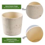 Ekirlin 7 Inch Natural Travertine Textures Plant Pot, Resin Outdoor Planter with Drainage Hole, Removable Rubber Stopper and Non-Slip Soft Pad,Weatherproof Decorative Pot for Indoor/Garden Plants