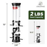 Kingsyard 2 Pack Tube Bird Feeder for Outdoors Hanging, Removable Base and Perch, 6 Feeding Ports - Easy to Clean, Premium Hard Plastic, Attracting for Finches Cardinals (Black)