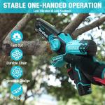 DURATECH 12V Mini Chainsaw, 6 Inch Electric Cordless Chainsaw with 2 Batteries & 2 Chains, One-Hand Operated Portable Wood Saw for Garden Tree Branch Pruning, Wood Cutting