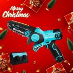 DURATECH 12V Mini Chainsaw, 6 Inch Electric Cordless Chainsaw with 2 Batteries & 2 Chains, One-Hand Operated Portable Wood Saw for Garden Tree Branch Pruning, Wood Cutting