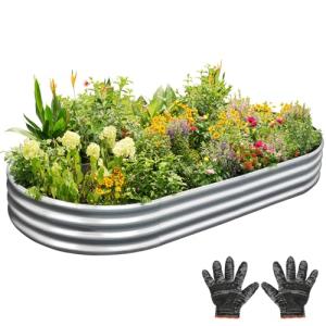 Gardeal Garden Galvanized Raised Garden Bed Kit - Metal Planter Boxes for Vegetables/Herbs/Flowers, Heavy-Duty Steel Outdoor Garden Box with Reinforced Edges