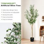 6ft Faux Olive Tree, Artificial Olive Tree Indoor, High Imitation Silk Plant Fake Olive Tree with Realistic Leaves and Fruits, Suitable for Home Living Room Office Decoration