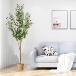 6ft Faux Olive Tree, Artificial Olive Tree Indoor, High Imitation Silk Plant Fake Olive Tree with Realistic Leaves and Fruits, Suitable for Home Living Room Office Decoration