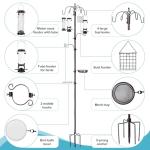 YINGYM 6-Hook Bird Feeding Station Kit, Wild Bird Feeder Stand Pole, Multi-Feeder Kit Stand with 4 Feeders, Bird Bath and Mesh Tray, 94 Inch