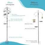 YINGYM 6-Hook Bird Feeding Station Kit, Wild Bird Feeder Stand Pole, Multi-Feeder Kit Stand with 4 Feeders, Bird Bath and Mesh Tray, 94 Inch