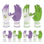 Velway 6 Pairs Gardening Gloves for Women - Breathable Rubber Coated Garden Work Gloves - Outdoor Protective Yard Gloves with Grip Gardening Gifts - Purple & Green Large