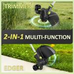 20V Cordless String Trimmer, Two 2.0Ah Battery Powered with Fast Charger, 12'' Grass Cutter with Auto Line Feed, 2-in-1 Electric Lawn Mower Grass Trimmer&Edger Lawn Tool with 8 Lines for Yard, Garden