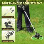 20V Cordless String Trimmer, Two 2.0Ah Battery Powered with Fast Charger, 12'' Grass Cutter with Auto Line Feed, 2-in-1 Electric Lawn Mower Grass Trimmer&Edger Lawn Tool with 8 Lines for Yard, Garden