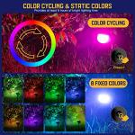 Kyosho Color Changing Solar Outdoor Lights, 9 Lighting Modes Halloween Christmas Lights, Waterproof RGBW Multicolor Solar Spotlight for Tree Pool Garden, 4 Pack