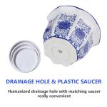 HakkaGirl Ceramic Pots for Plants, Chinoiserie Décor Ceramic Flower Pots Planters for Indoor Plants with Drainage, Blue and White, Set of 3