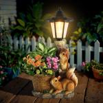 YEPOTUE Solar Squirrels Outdoor Statues, Garden Sculptures with Flowerpot Decor & Solar Lantern for Yard Art Lawn Ornaments Porch Patio Balcony - Birthday Gifts for Women Mom