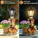 YEPOTUE Solar Squirrels Outdoor Statues, Garden Sculptures with Flowerpot Decor & Solar Lantern for Yard Art Lawn Ornaments Porch Patio Balcony - Birthday Gifts for Women Mom