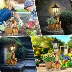 YEPOTUE Solar Squirrels Outdoor Statues, Garden Sculptures with Flowerpot Decor & Solar Lantern for Yard Art Lawn Ornaments Porch Patio Balcony - Birthday Gifts for Women Mom