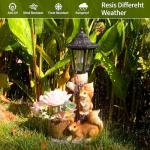 YEPOTUE Solar Squirrels Outdoor Statues, Garden Sculptures with Flowerpot Decor & Solar Lantern for Yard Art Lawn Ornaments Porch Patio Balcony - Birthday Gifts for Women Mom