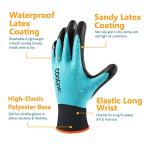 COOLJOB Waterproof Gardening Work Gloves with grip for Women & Men, Double Rubber Coated for Garden Yard Outdoor Construction Worker, Blue Small Size 2 Pairs