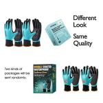 COOLJOB Waterproof Gardening Work Gloves with grip for Women & Men, Double Rubber Coated for Garden Yard Outdoor Construction Worker, Blue Small Size 2 Pairs