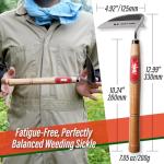 SUIZAN Nejiri Kama Weeding Sickle 13" - Professional Japanese Hand Weed Puller Garden Hoe Gardening Tools