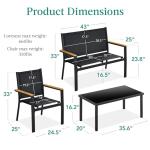 Best Choice Products 4-Piece Outdoor Textilene Patio Conversation Set, Backyard Furniture w/Loveseat, Coffee Table, Steel Frame - Black/Black