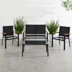 Best Choice Products 4-Piece Outdoor Textilene Patio Conversation Set, Backyard Furniture w/Loveseat, Coffee Table, Steel Frame - Black/Black