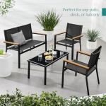 Best Choice Products 4-Piece Outdoor Textilene Patio Conversation Set, Backyard Furniture w/Loveseat, Coffee Table, Steel Frame - Black/Black