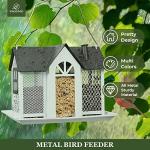 Kingsyard Bird Feeder House for Outside, Metal Mesh Wild Bird Feeder with Triple Feeders for Finch Cardinal Chickadee, Large Capacity, Weatherproof and Durable