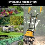 IncwBo 8.5AMP 12Inch Corded Tiller Cultivator 8-inch Depth Rototillers for Gardening, 360RPM Electric Garden Tiller with LT-201D Socket