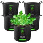 VIVOSUN 5-Pack 7 Gallon Plant Grow Bags, Heavy Duty Thickened Nonwoven Fabric Pots with Handles