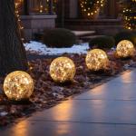 MLKNK Solar Globe Lights Outdoor Waterproof-Solar Balls-Solar Garden Lights-Orbs for Outside 4 Pack Cracked Glass Ball for Lawn Patio Yard Backyard Decorations