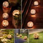 MLKNK Solar Globe Lights Outdoor Waterproof-Solar Balls-Solar Garden Lights-Orbs for Outside 4 Pack Cracked Glass Ball for Lawn Patio Yard Backyard Decorations