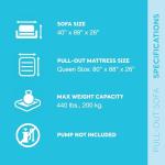 Intex Inflatable Pull-Out Sofa: Velvety Surface, 2-in-1 Valve, Cupholder, 46" x 88" x 26" - Blow-Up Couch and Folding Queen Size Air Mattress Bed