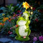 GIGALUMI Solar Garden Statues Loving Frog Garden Decor Figurine Lights for Outside, Yard Decorations Outdoor Patio Decor, Gardening Gifts for Women