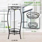 MOCORY Plant Stand Indoor Outdoor 2 Tier 27" Tall Metal Potted Holder Flower Pot Stand Heavy Duty Plant Shelf Rustproof Iron Multiple Plant Round Supports Rack for Planter Corner Garden Balcony Patio