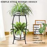 MOCORY Plant Stand Indoor Outdoor 2 Tier 27" Tall Metal Potted Holder Flower Pot Stand Heavy Duty Plant Shelf Rustproof Iron Multiple Plant Round Supports Rack for Planter Corner Garden Balcony Patio